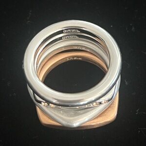 Set of 4 rings in IP steel mixed finishes by Breil